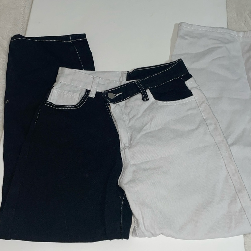 Black and white jeans